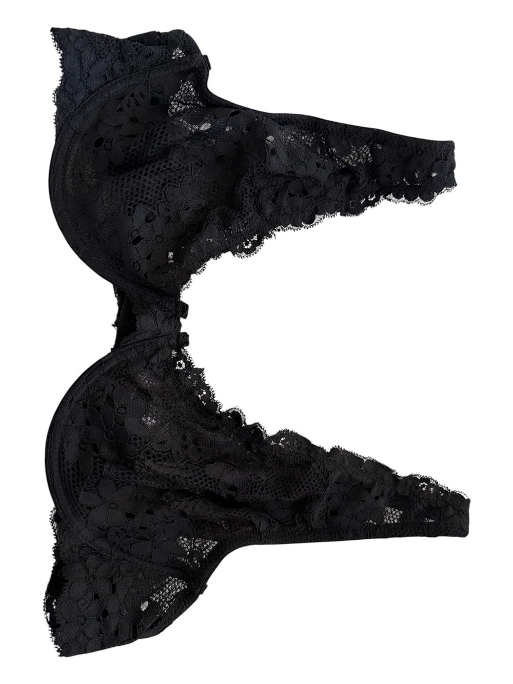 True & Co Black Floral Lace Underwire Bra 38C